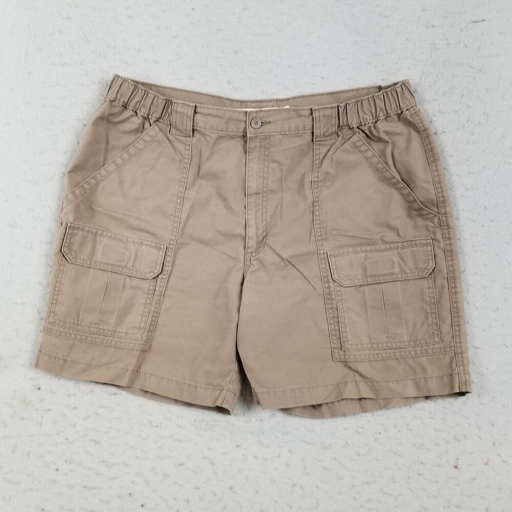 Savane Shorts Mens 38 Khaki Cargo Elastic Waist Zip Fly‎ Pockets Casual SESB0105